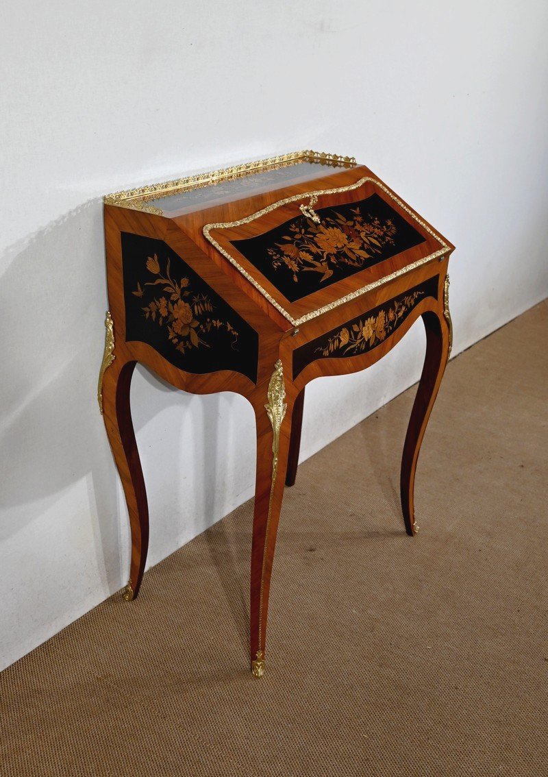 Lady's Desk In Precious Wood, Louis XV Style, Napoleon III Period - 2nd Half Of The Nineteenth-photo-3