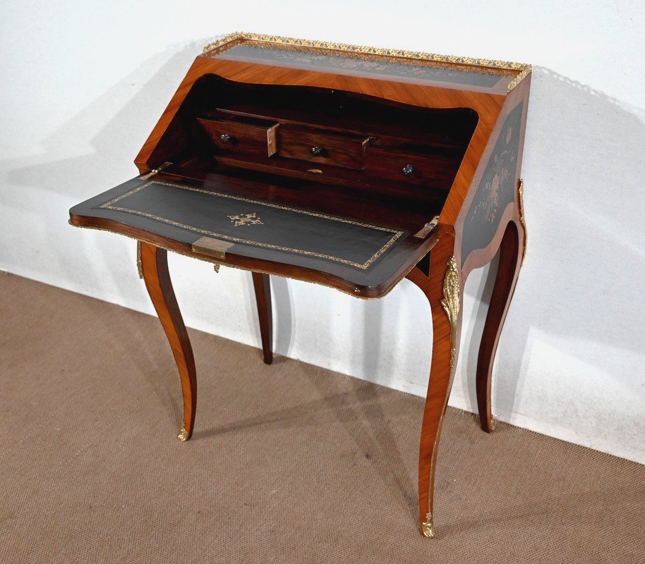 Lady's Desk In Precious Wood, Louis XV Style, Napoleon III Period - 2nd Half Of The Nineteenth-photo-1