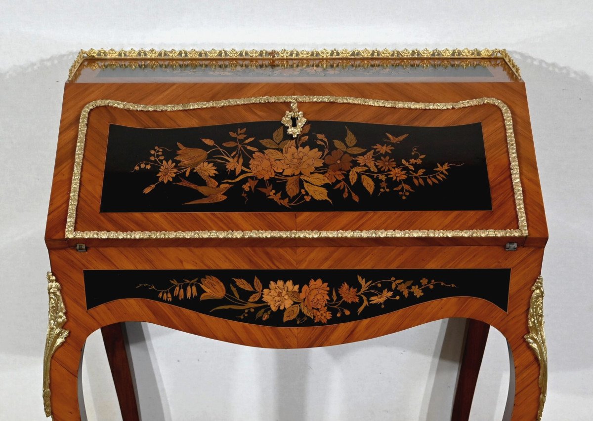 Lady's Desk In Precious Wood, Louis XV Style, Napoleon III Period - 2nd Half Of The Nineteenth-photo-4