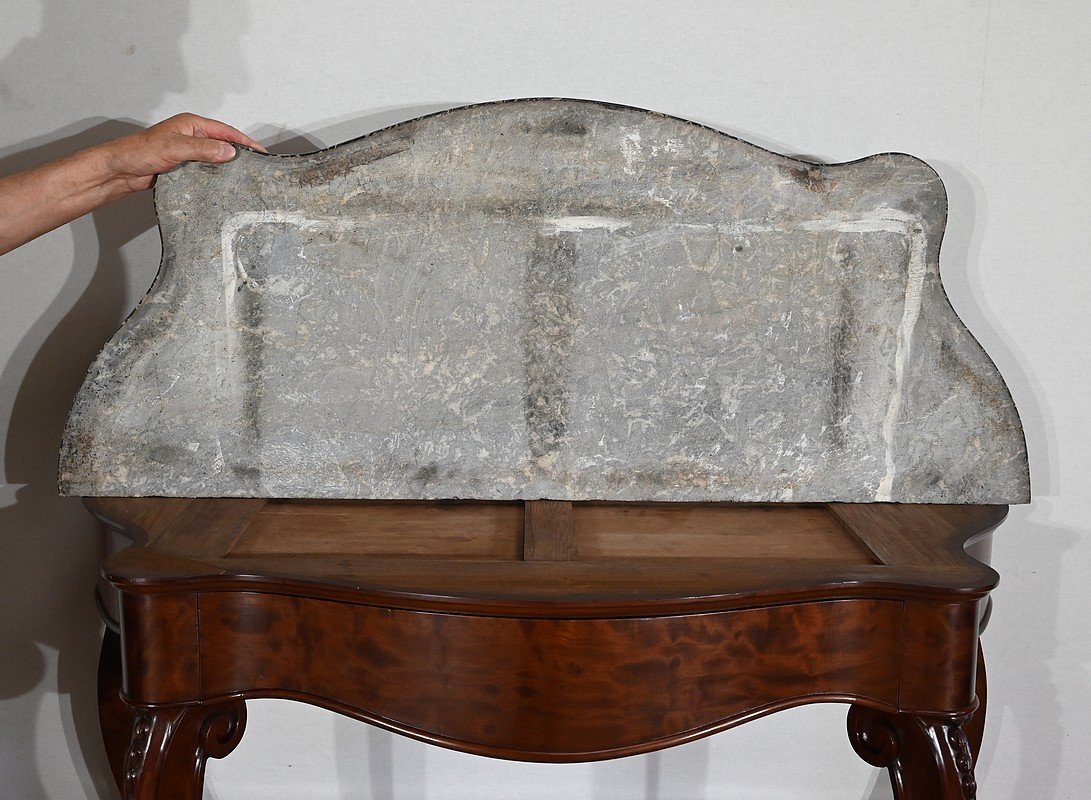 Console En Acajou Massif Et Marbre Sainte-anne, époque Napoléon III – Milieu XIXe-photo-7