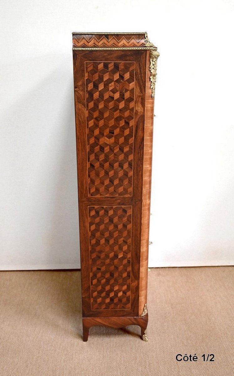 Secrétaire Semainier En Bois Précieux, Style Louis XV, époque Napoléon III – Milieu XIXe-photo-5