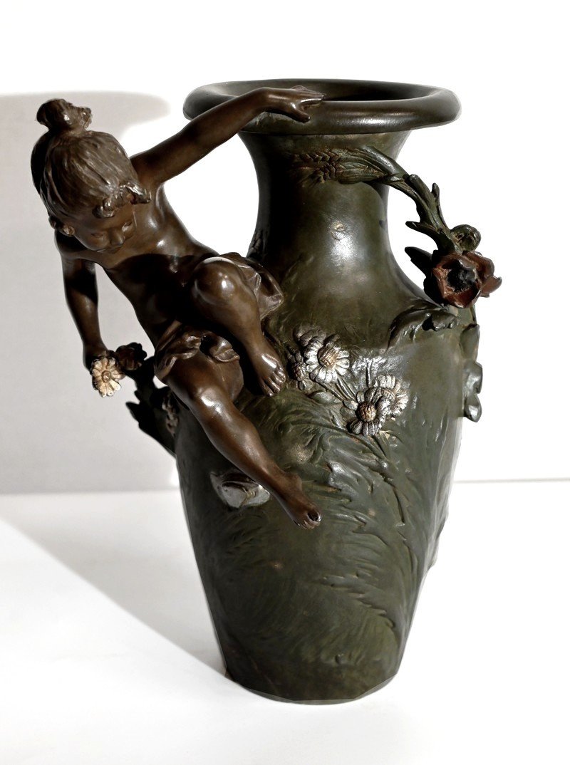 Paire De Vases En Régule, A. Moreau – Fin XIXe-photo-2