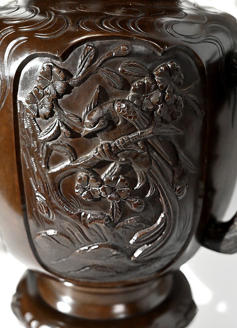 Important Pair Of Bronze Vases, Japan - 1900-photo-3