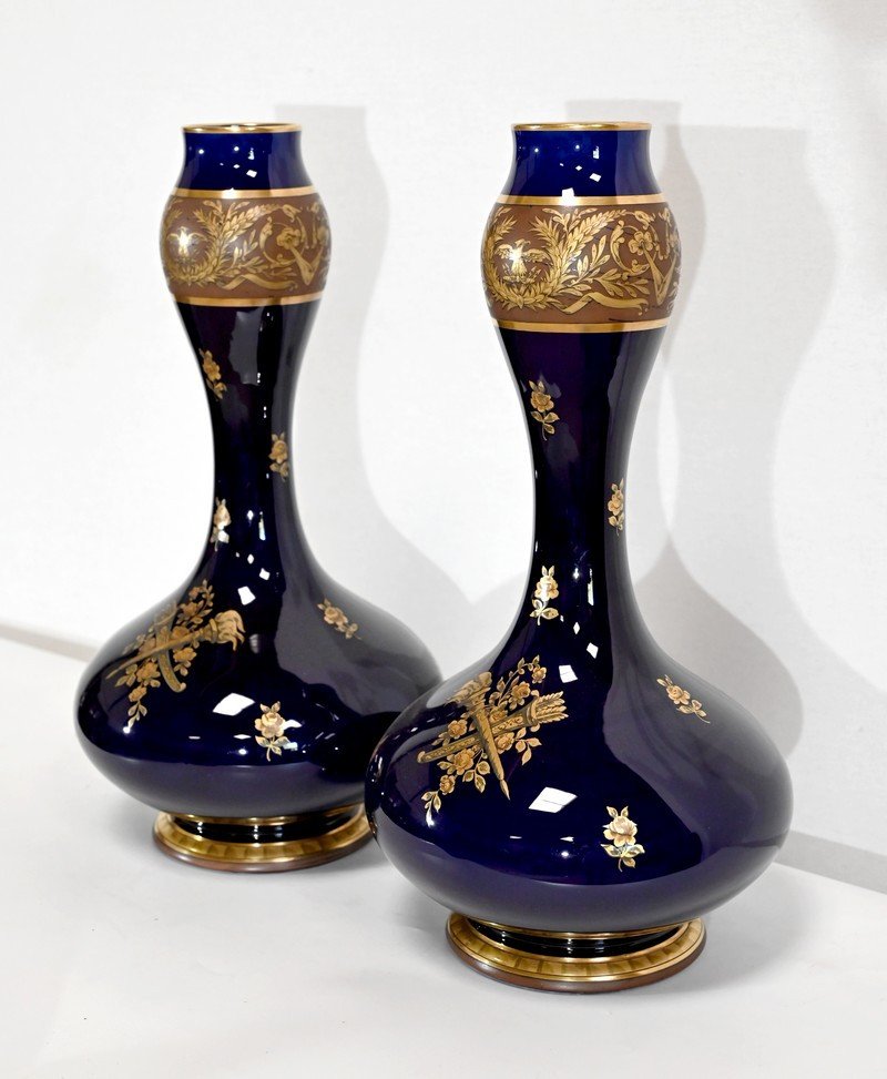 Pair Of Fine Earthenware Vases, Jaget & Pinon - Early Twentieth-photo-3