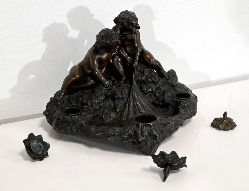 Important Bronze Inkwell - Late Nineteenth-photo-4