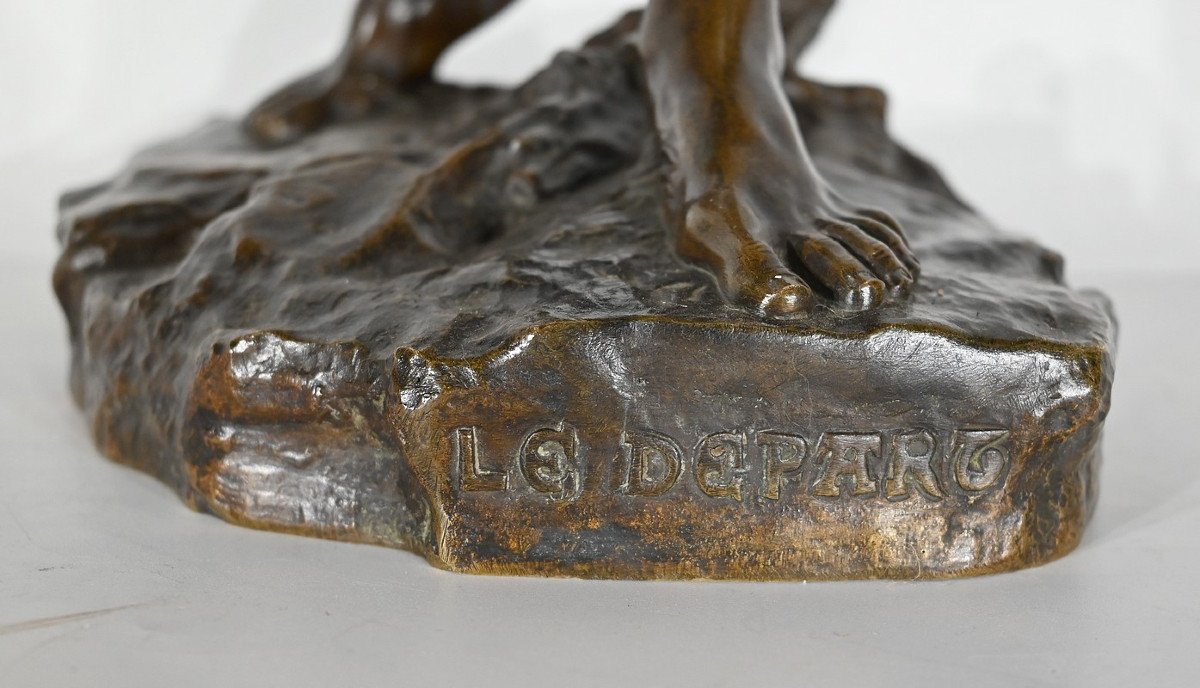 Important Bronze « Le Départ », Signé V. Tournier – 2ème Moitié XIXe-photo-4