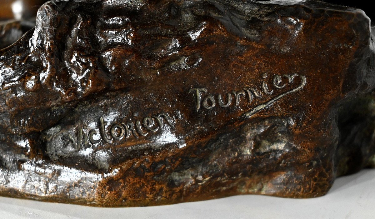 Important Bronze « Le Départ », Signé V. Tournier – 2ème Moitié XIXe-photo-8