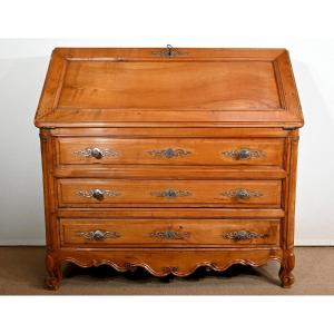 Commode Secretary In Solid Cherry, Louis XV Style - Early Nineteenth