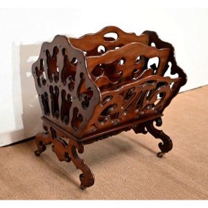 Magazine Rack In Solid Mahogany - 2nd Half Of The 19th Century
