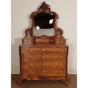 Psyche Commode In Walnut, Maison Guinand-leglas, Rocaille Style - 1900