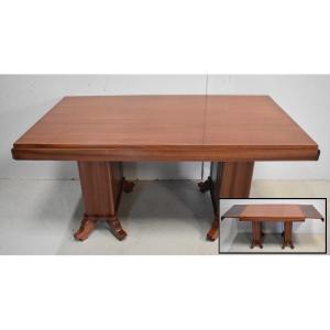 Rectangular Table In Solid And Veneered Mahogany - 1930s/1940s