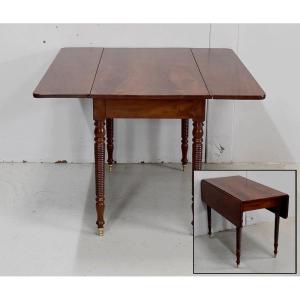 Rectangular Drop Leaf Table, In Cuban Mahogany, Louis-philippe Period - Mid-19th Century