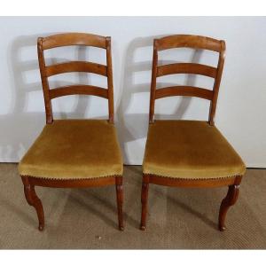 Pair Of Blond Mahogany Chairs, Restoration Period - Early Nineteenth