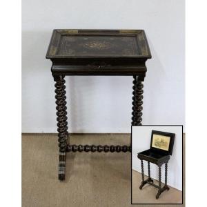 Small Work Table In Lacquered Wood, Napoleon III Period - Mid-19th Century