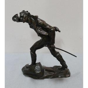 Bronze Of A Man Facing The Wind By Ae Carrier-belleuse - 2nd Part Of The Nineteenth