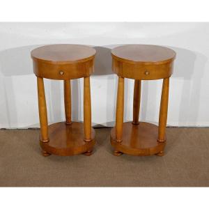 Pair Of Small Pedestals In Cherry, Empire Style - Mid Twentieth