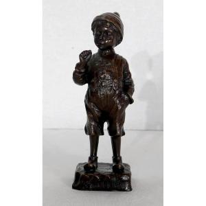 Bronze «le Petit Fumeur», De J. Schmidt-felling – 2ème Moitié Du XIXe