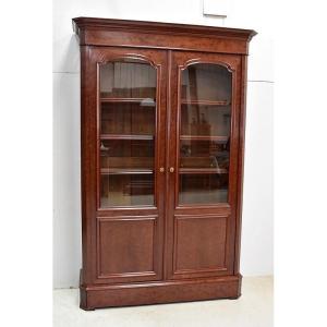 Library Showcase In Speckled Mahogany Veneer - Late Nineteenth