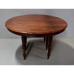 Oval Table In Solid Mahogany, Louis-philippe Period - Mid-19th Century
