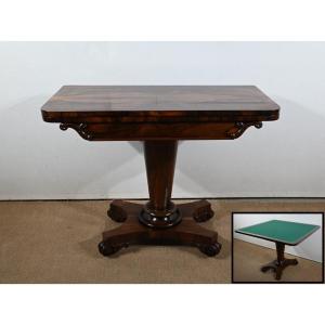 Console Game Table In Rosewood Veneer, England - 1850