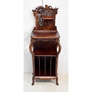 Music Cabinet In Tinted Beech, Asian Spirit, Attributed To G. Viardot - 1900