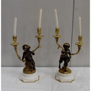 Pair Of Bronze Candelabra 