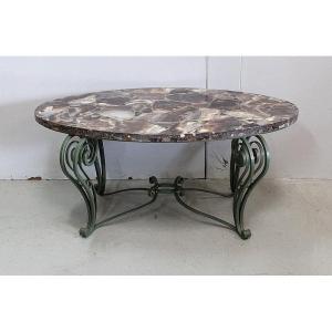 Table Basse En Marbre Et Fer Forgé – 1950