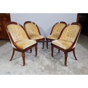 Suite Of 4 Rosewood Chairs, Charles X Period - Early 19th Century