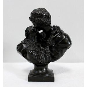Bronze « Le Baiser Donné » D’après J-a. Houdon – 2ème Moitié Du XIXe