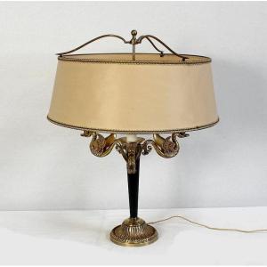 Importante Lampe En Laiton Doré, Style Empire - Début XXe