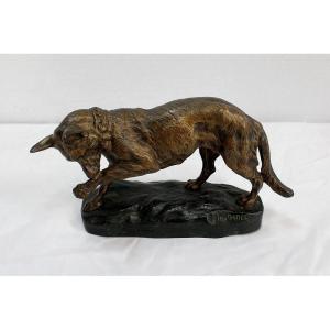 Bronze “german Shepherd Dog” By Tf. Cartier – Early 20th Century