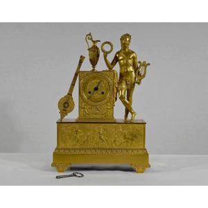 Clock In Gilt Bronze, Stamped "leroy Palais Royal", Empire Period - Early 19th Century