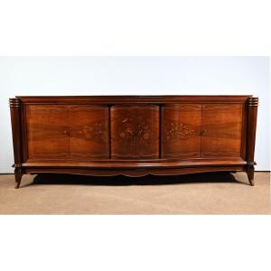 5-door Sideboard In Rio Rosewood, Attributed To J.leleu, Art Deco - 1940