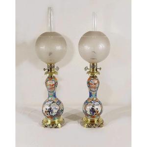 Pair Of Oil Lamps, Napoleon III Period - Mid-19th Century