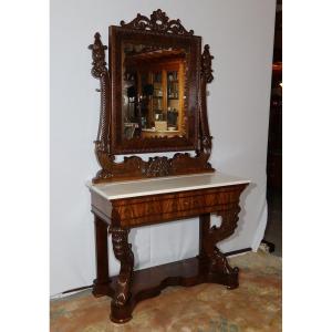 Important Writing Dresser In Mahogany, Restoration Period - Early Nineteenth