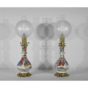 Pair Of Oil Lamps, Napoleon III Period - Mid-19th Century