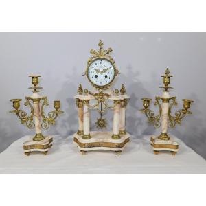 Ensemble De Cheminée En Marbre Et Bronze, Style Louis XVI – XIXe