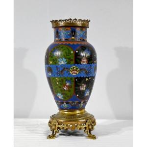 Vase In Gilt Bronze And Enamels - Late Nineteenth