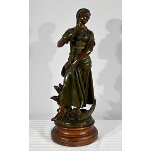 Spelter "faucheuse", Signed Aj.scotte - Late 19th Century