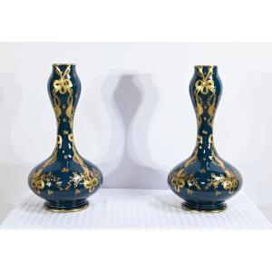 Pair Of Ceramic Vases From Gien - Late Nineteenth