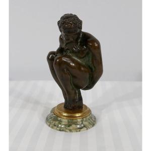 Bronze "the Crouching Man" - Late 19th Century