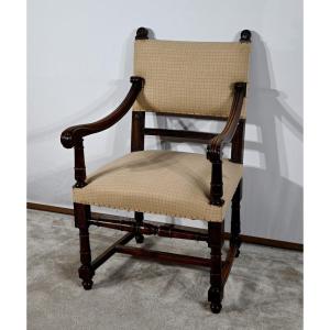 Walnut Armchair, Called Bout De Table, Renaissance Style – Late 19th Century