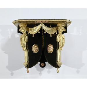Important Wall Console In Upholstered Wood And Bronze, Return From Egypt Style – Mid-19th Century