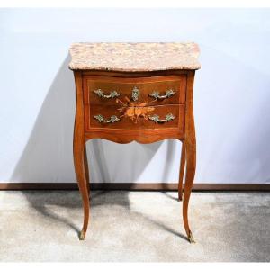 Small Chiffonnière Table In Rosewood And Walnut, Louis XV Style – 2nd Half 19th Century