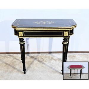 Console Games Table In Blackened Wood, Napoleon III Period – Mid-19th Century