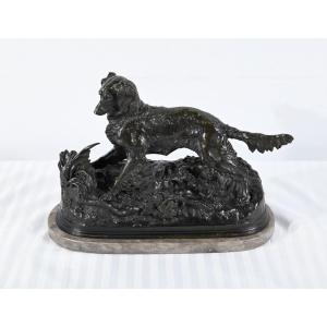 Bronze « Chien Epagneul », Signé P-j.mêne – Milieu XIXe