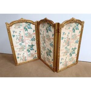 Screen In Silk And Golden Wood, Louis XV Style And Asian Decors – 2nd Part 19th