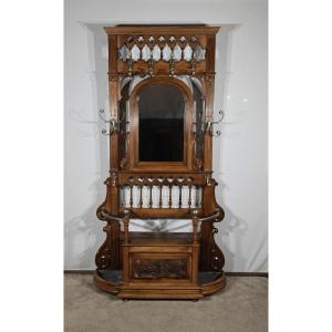 Rare Cloakroom Vestibule Chest In Walnut – Late 19th Century