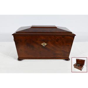 Rare English Tea Box ''tea Caddy'' In Mahogany - Mid-19th Century