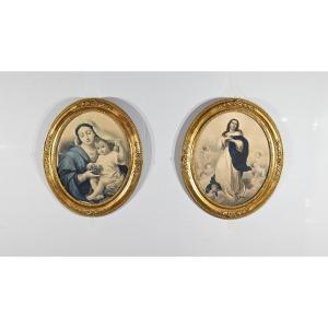 Pair Of Important Engravings “the Immaculate Conception” - Late 19th Century